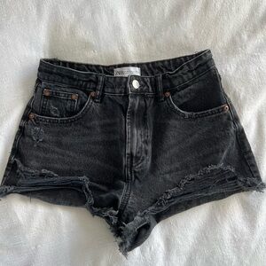 Zara black denim shorts
